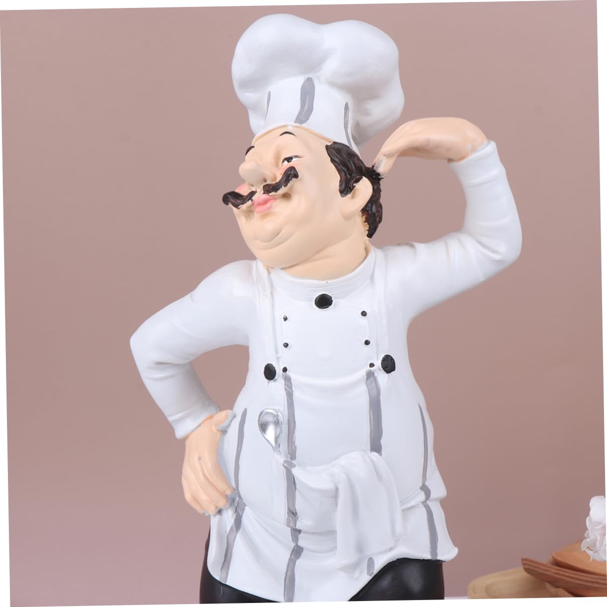 GLEAVI Statuetta Chef in Resina Bianca Design Classico Portatile e Resistente Decorazione da Tavolo per Casa e Arredamento Desktop