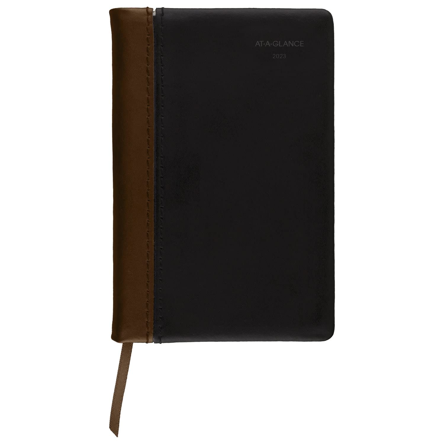 AT-A-GLANCE2023 Weekly & Monthly Diary, Fine Diary, 2-3/4" x 4-1/4", Faux Leather, Hardcover, Black/Brown (740105)