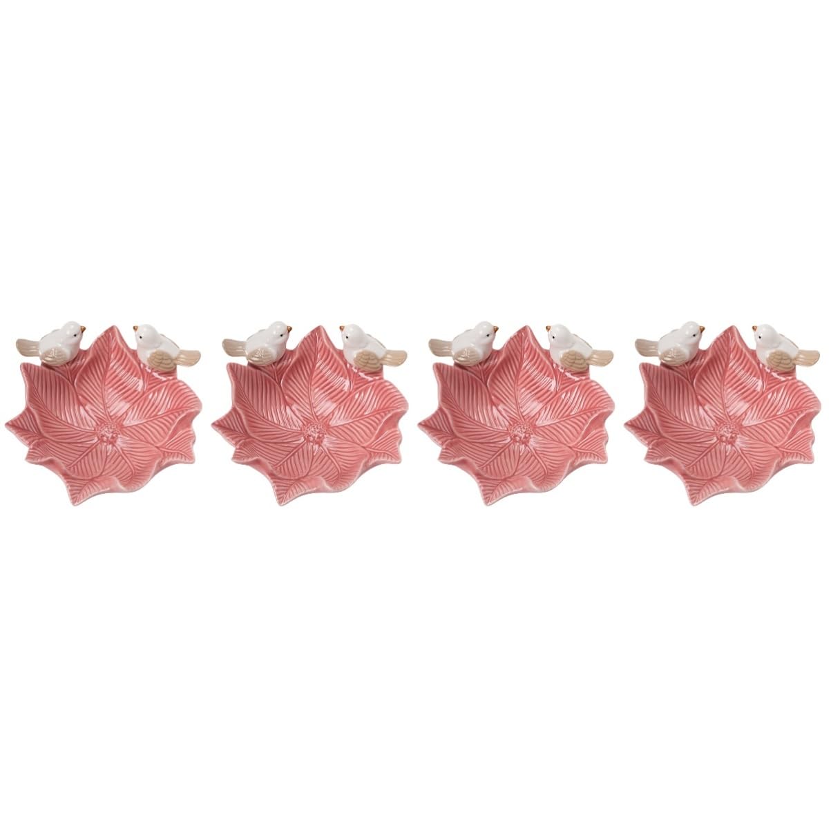ABOOFAN 4 Stück Vogel-schmuckteller Dekoratives Tablett Speicherplatte Schmuck Display Platte Halter Für Ringschalen Schmucktablett Ringhalter Schale Schmuckschale Ringgericht Rosa Keramik