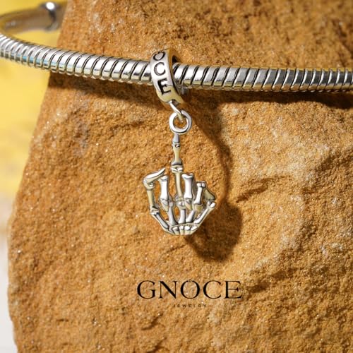 Image of GNOCE Skull Charm Bead Silver Pendant Dangle Charms fit Bracelet /Necklace Jewelry Gift for Women Men