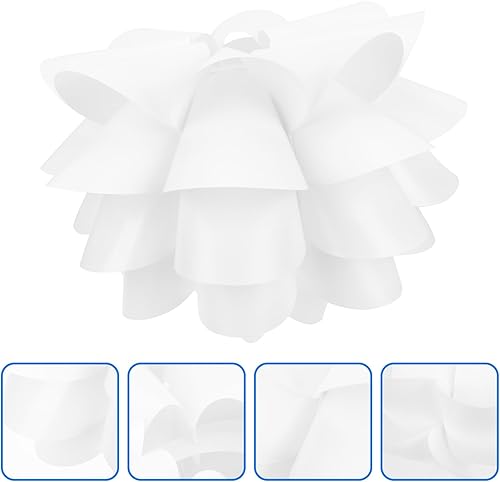Miniatura 3 de Angoily Cubiertas de lámpara, pantalla de lámpara colgante con forma de flor de loto de 15.7 in, pantalla blanca para lámpara de techo decorativa,
