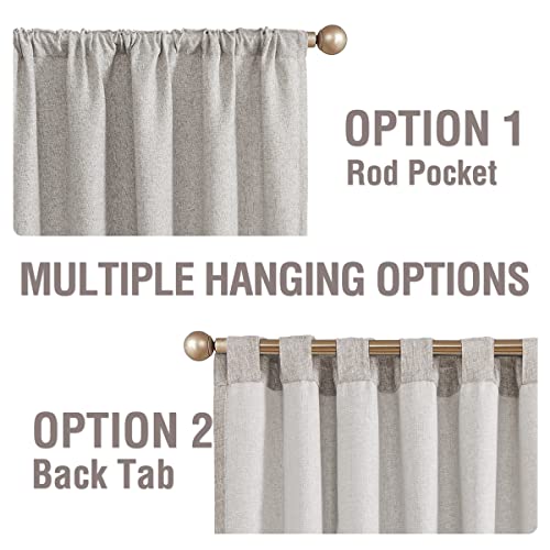 Jinchan Curtains For Living Room Faux Linen Curtains Heathered Burlap Farmhouse Curtains 2 Panels 84 Inches Long Curtains Bedroom Window Light Filtering Back Tab Rod Pocket Curtains Set Beige #TOP4