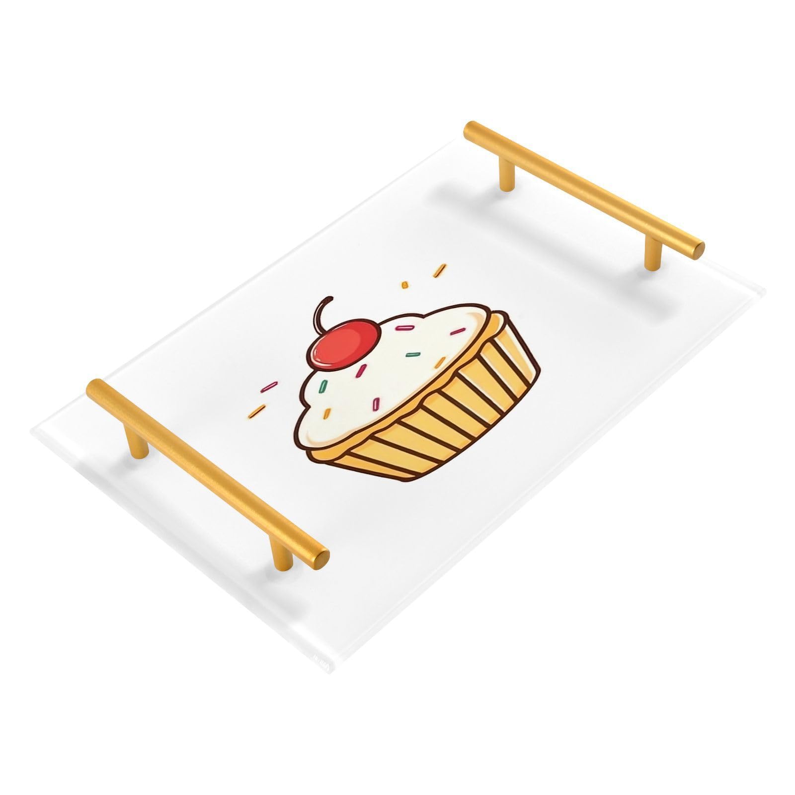 BOESI Doodle Cherry Cupcake Tray, Tray with Handles, Countertop Organizer, Decorative