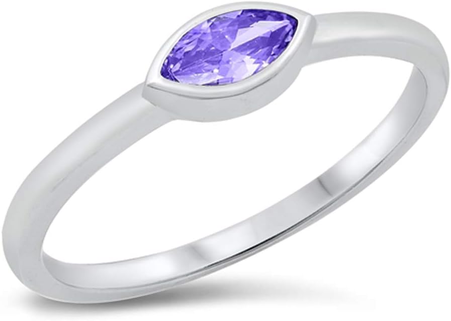 CHOOSE YOUR COLOR Sterling Silver Marquise Ring