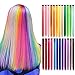 LANSE extensiones de pelo de colores en el clip 24 PC / paquete de 24 colores del arco iris 21inch sintético pelo largo recta seleccionada para mujeres niñas niños regalos (Colorido)