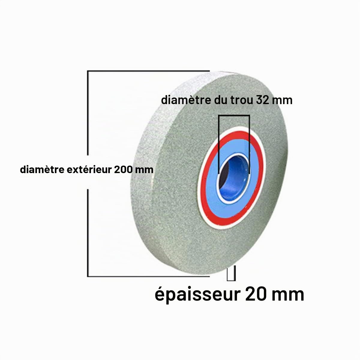 Meule pour Touret Carbure de Silicium Vert Meule,Diamètre Extérieur 200mm Diamètre du Trou 32mm Épais 20mm,120 Grit