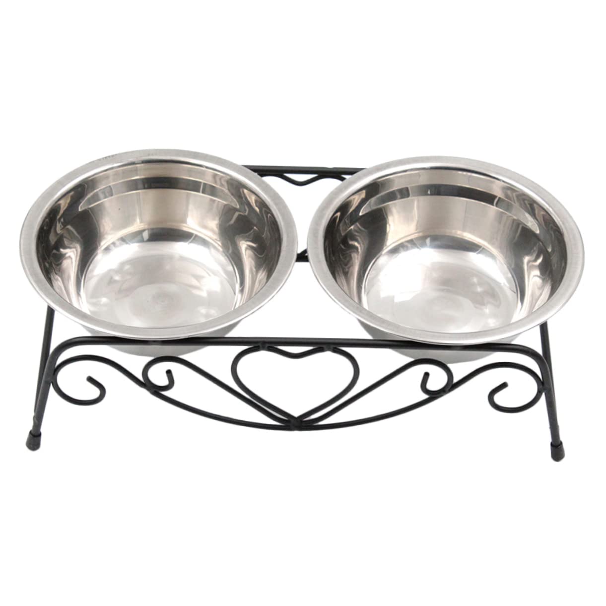 Happyyami 1Set Stainless Steel Dog Bowls with Detachable Iron Stand Elevated Pet Feeder for Cats and Dogs Reduces Neck Burden Convenient Design for Easy Feeding and Health