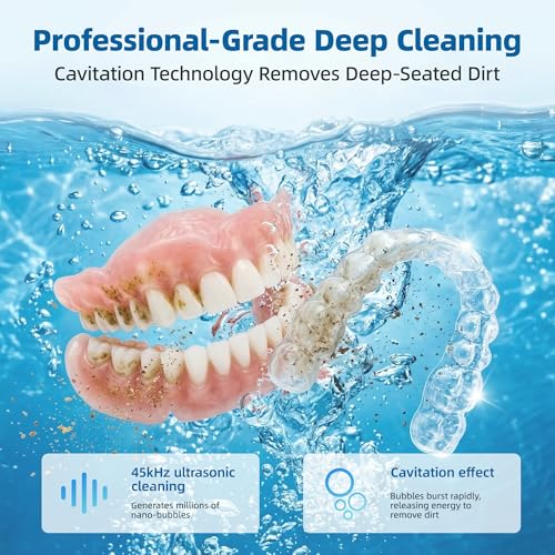 Image of Dental Ultrasonic Retainer Cleaner Machine - 45kHz Separable Dental Cleaning Pod with Digital Timer & 200ML Tank - Professional Device for Dentures, Aligners, Mouth Guards, Braces, Jewelry
