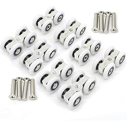 8 piezas de accesorios de puerta corredera de cristal de ducha para colgar pequeñas poleas de ruedas convencionales de cuatro vías