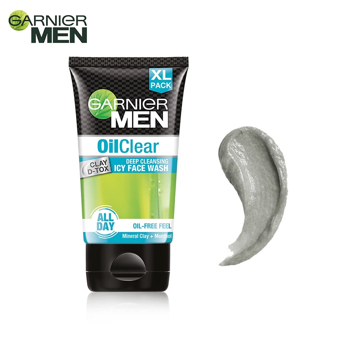 Garnier Men, Face Wash, Balances Oil Level in Skin, Oil Clear Clay D-Tox, 150 g (Pack of 2) & Garnier Bright Complete VITAMIN C Booster Face Serum, 30ml - Image 4 thumbnail