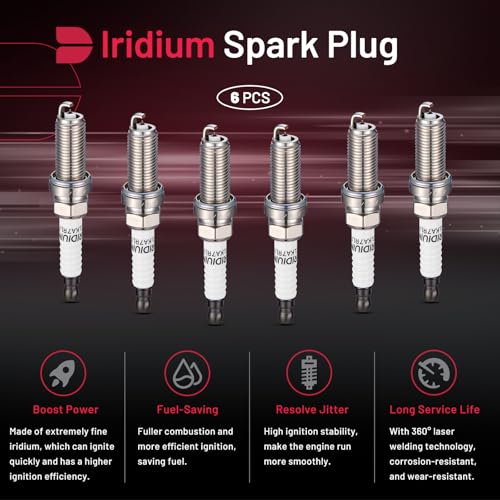 Image of BDFHYK 93501 Iridium Spark Plugs Compatible with Nissan 350Z Altima Maxima Murano Pathfinder Quest,Compatible with INFINITI QX60 Q50 M35 G25 G35,CX-3 Replacement for LKAR7BIX11S Set of 6