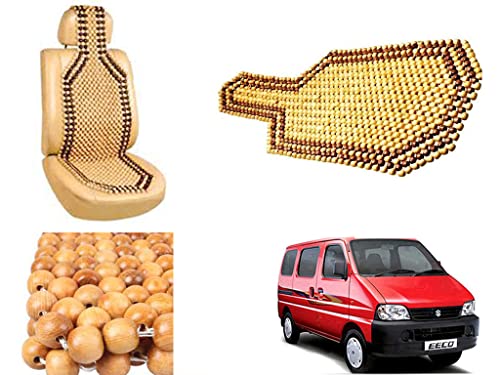 Image of Car Bead Seat Wooden Beads Cushion Cover Pad for Maruti Suzuki Eeco, Acupressure Sitting Seat Cover | Cream Color - Pack of 1