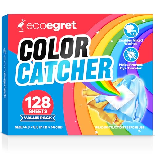 EcoEgret Color Catcher for Laundry (128 Count), Color catcher to Prevent Dye Transfer in Mixed Loads and Save Time by Skipping Sorting, Safe for All Fabrics and...
