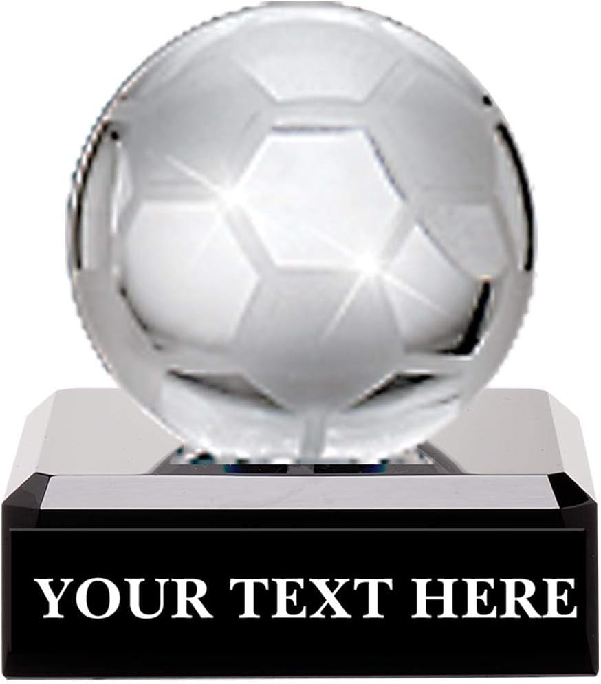 Crown Awards Crystal Soccer Trophies, 3" Mini Crystal Soccer Ball Pedestal Trophy, Great Soccer Coach Gifts