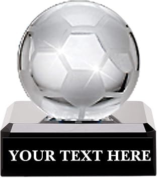 Crown Awards Crystal Soccer Trophies, 3" Mini Crystal Soccer Ball Pedestal Trophy, Great Soccer Coach Gifts Prime