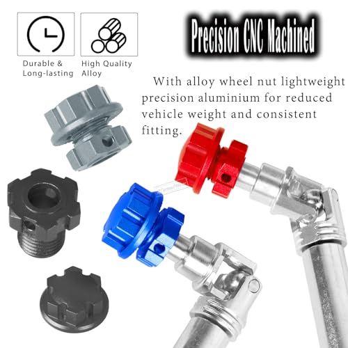 Image of RcarmumbWow Driveshafts Axles Upgrades Part for 1 /10 WideMaxx (Not for Shorter Factory Arms),#45 Steel Front Rear Drive Shafts CVD 4pcs,w /Wheel Hex Nuts,Replace #8996X,Silver & Red