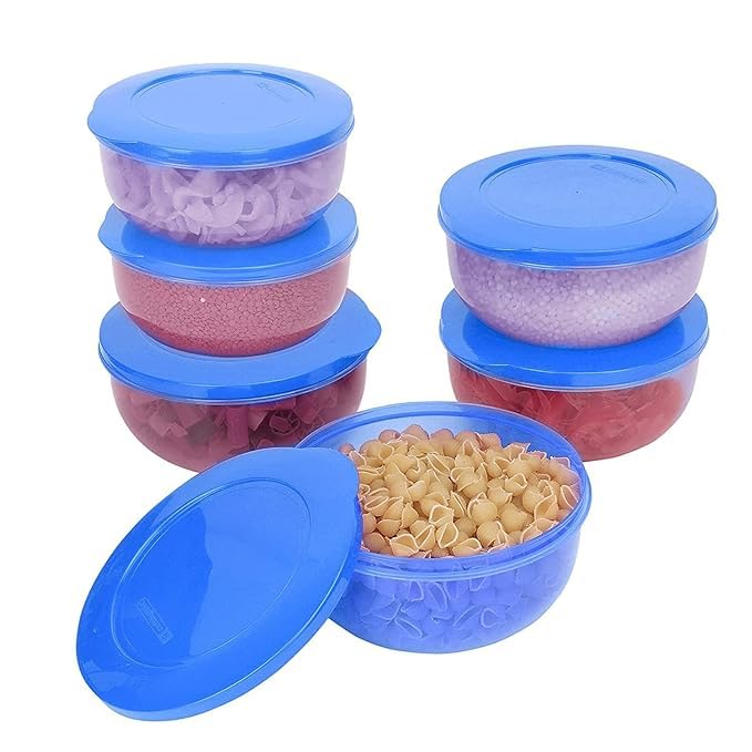 SIMPARTEEco-Storage Plastic Container Set for Kitchen & Refrigerator, Set of 6 - (Light Blue, 600 ML)