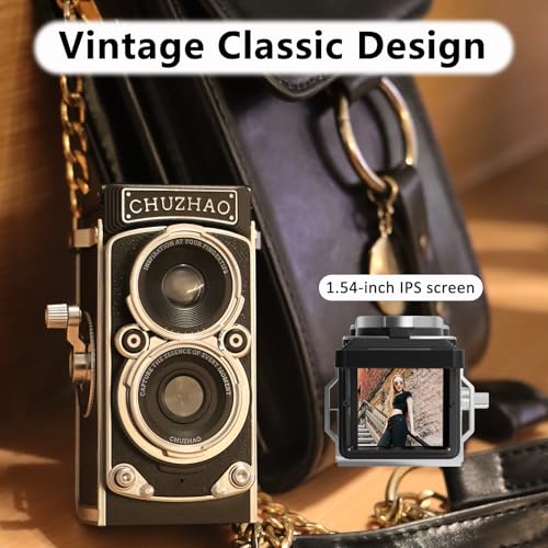 Image of CHUZHAO Vintage Mini Digital Camera, Retro-Style Point and Shoot, 1080P Video & Photo Autofocus, Portable Compact Pocket Camera with 16GB Card for Beginners Teens Adults Black