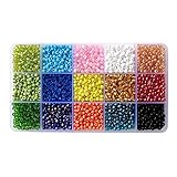BALABEAD 4mm Seed Beads About 5000pcs in Box 15 Colors Size 6/0 Glass Seed Beads for Jewelry Making,