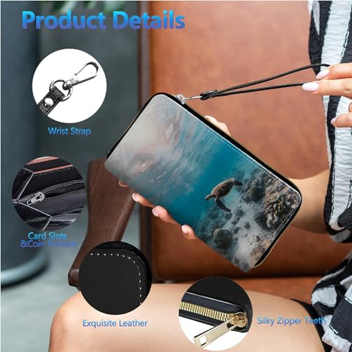 Image of Womens Wallet PU Leather Wristlet Wallets for Women, Large Capacity Lady Fashion Wallet Card Holder Zipper Wallet