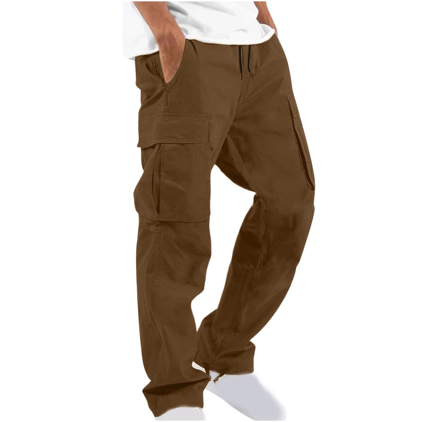 Mens Cargo Pants Casual Outdoor Hiking Work Pants Cotton Athletic Joggers Big and Tall Baggy Sweatpants with Pockets