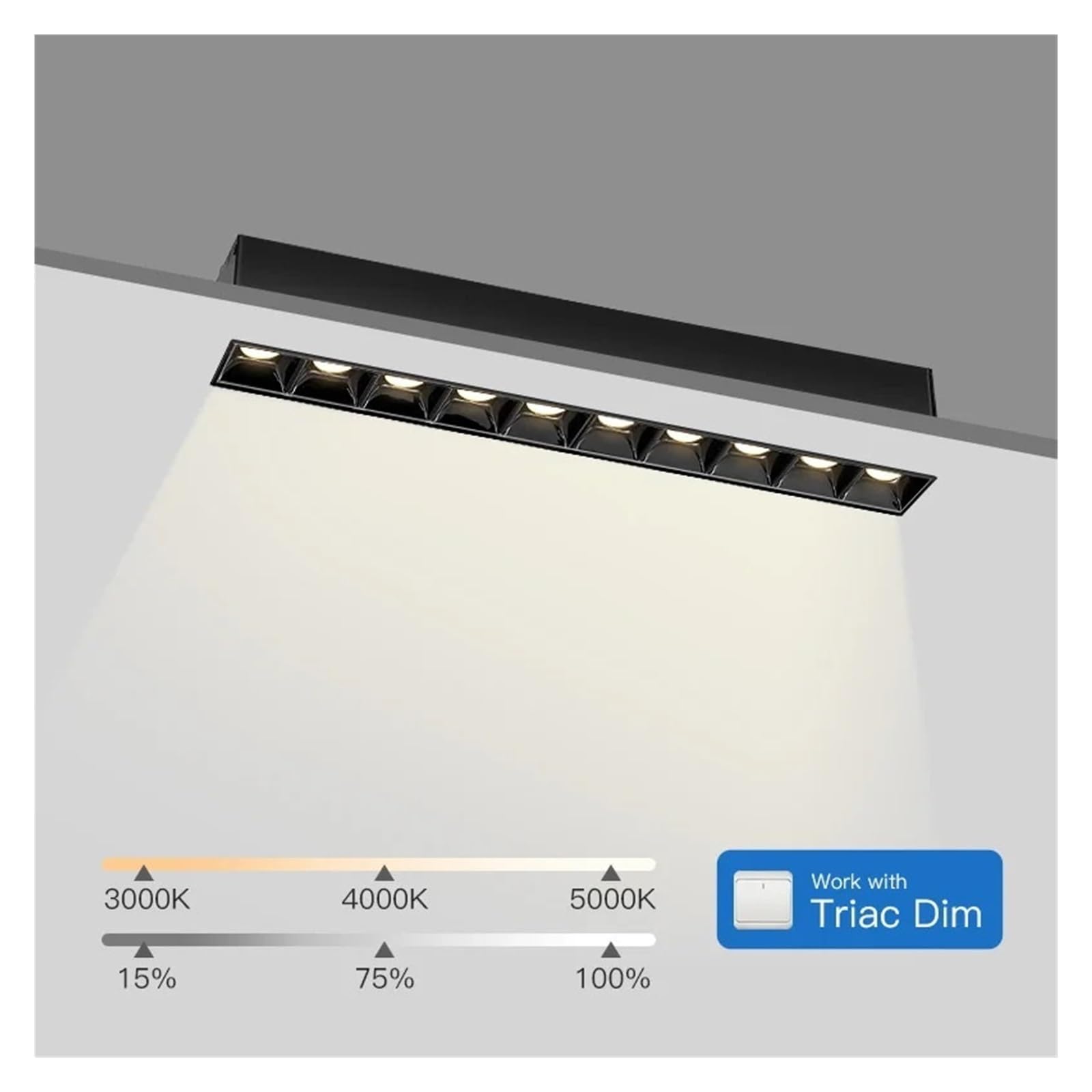 Kits De Focos Empotrables LED Regulables, 5W, 10W, 15W, Lámpara Techo Lineal Simple, Luz Descendente Moderna Antideslumbrante Profunda InstalacióN Flexible(5W Spot Light,5000k white light)
