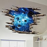 SENGTER Removable 3D Wallpaper Space Decor Universe Wall Art Planet Stickers Galaxy Wall Decor Water