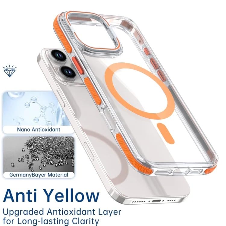 Image of MILLION CASES Back Cover Case for iPhone 14 Pro Shockproof Protective Crystal Mag-Safe Lens Bracket Case for Men & Boys(Black)