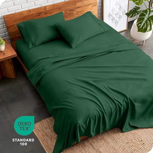 Bare Home Queen Sheet Set - 1800 Ultra-Soft Microfiber Queen Bed Sheets - Double Brushed - Deep Pockets - Easy Fit - 4 Piece Set - Bedding Sheets & Pillowcases (Queen, Forest Green) - Thumbnail 7