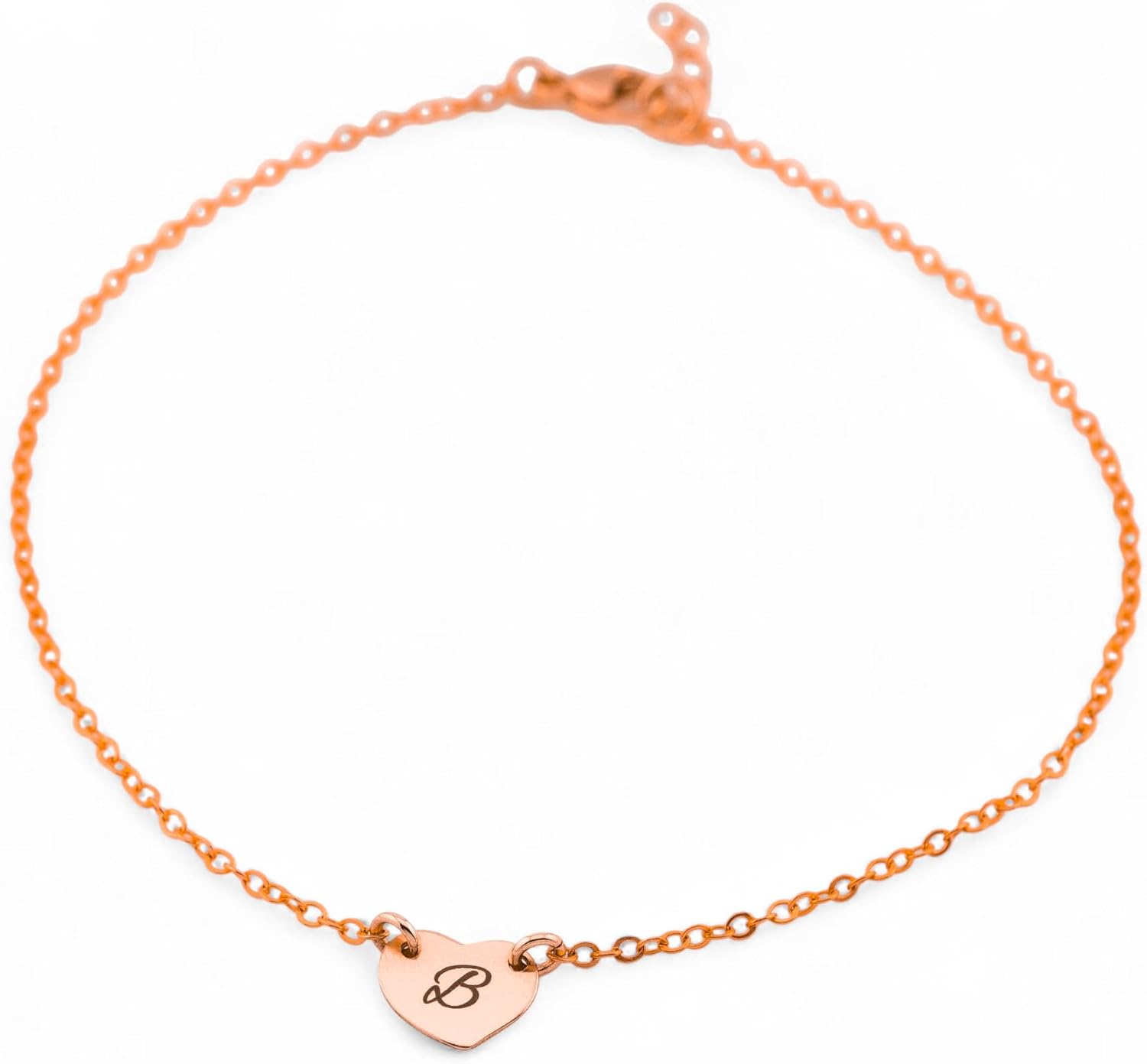 HotMixCold Custom Heart Charm Anklet, Lovely Personalized Initial Jewelry