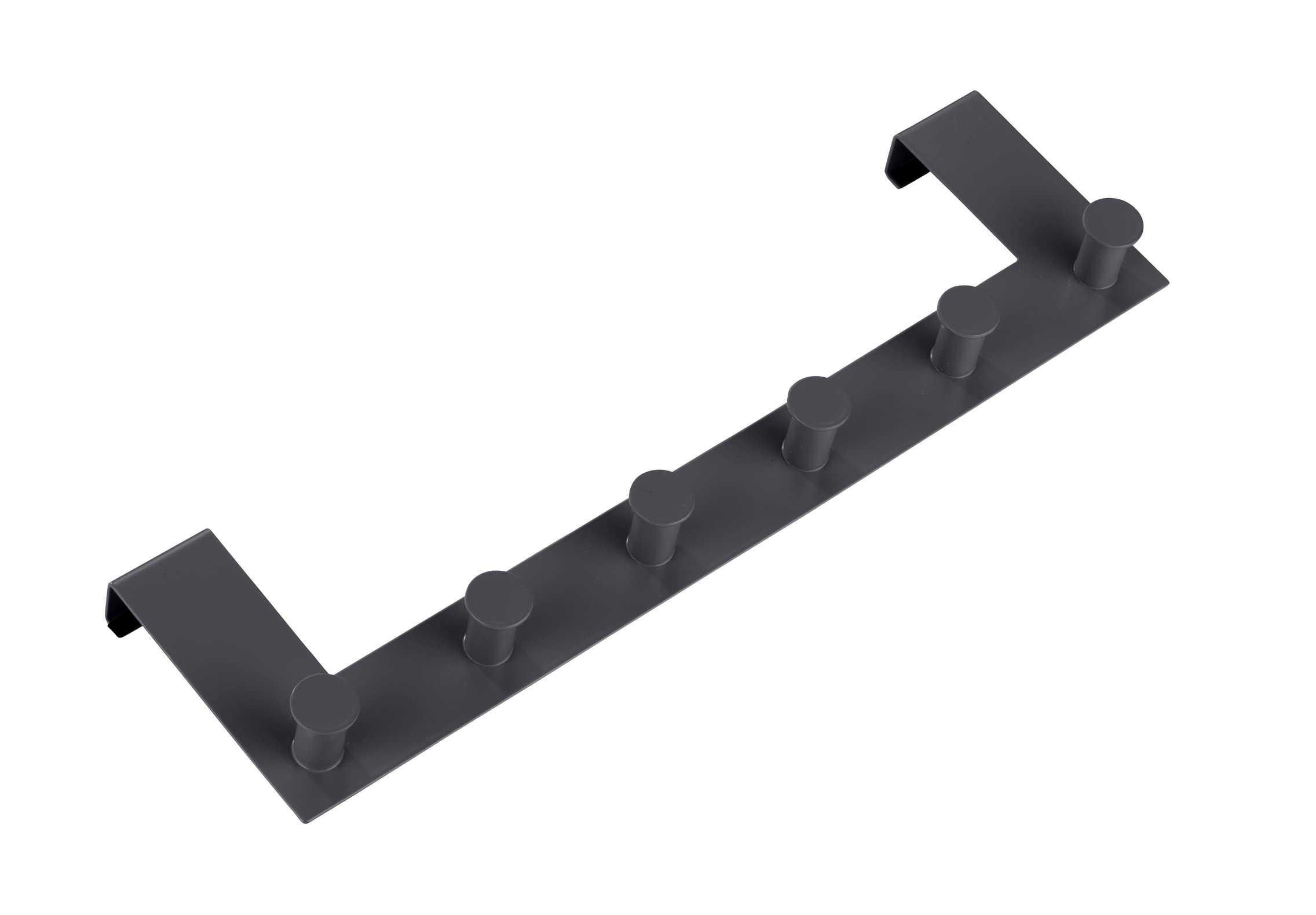 WENKO Garderoba na drzwi Celano, listwa z haczykami z 6 hakami ze stali lakierowanej do drzwi o grubości do 2 cm, ciężka jakość, 39 x 11 x 5,5 cm, czarna