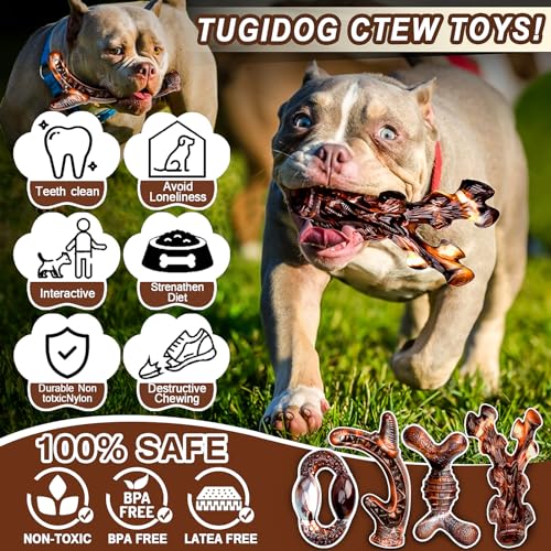 Dog Toys, 4-Pack Indestructible Dog Chew Toys for Aggressive Chewers, Nylon Durable Dog Toys for Medium Large Dogs Breed, Bacon Flavored Tough Dog Bones Chew Toys for Super Chewer Dog Toys, 4-Pack Indestructible Dog Chew Toys for Aggressive Chewers, Nylon Durable Dog Toys for Medium Large Dogs Breed, Bacon Flavored Tough Dog Bones Chew Toys for Super Chewer