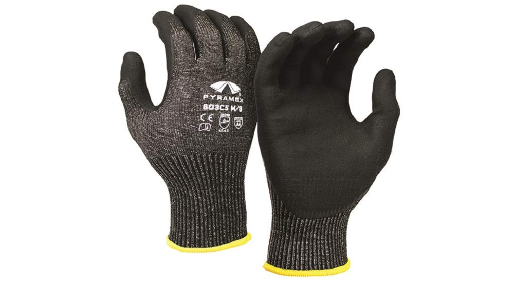 Pyramex GL603C5M - Guante de nitrilo de seguridad, microespuma, color negro