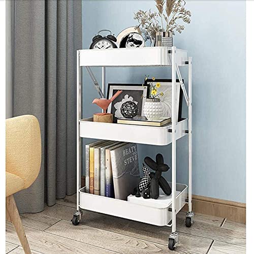 Rack de armazenamento Rack de carrinho dobrável sem instalação, três camadas móvel de chão Sala de e