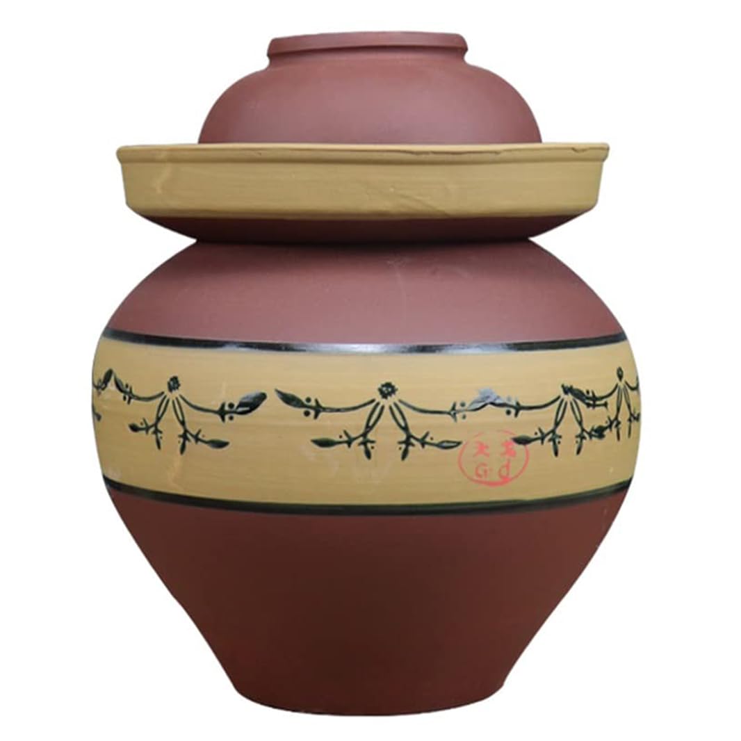 Tarro de Fermentación de Olla de gres, Tarro para Pepinillos, Tarros con Tapa para Aceitunas, Tarro de Fermentación o Decapado,Jarrón de Barro,Tarro para fermentar c A