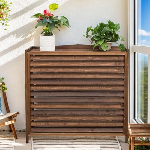 Klimaanlage Abdeckung Balkont Sichtschutzzaun Holz Wärmepumpe Verkleidung Massivholz Blumenständer Für Draußen Wetterfest Klimaanlage Abdeckung...