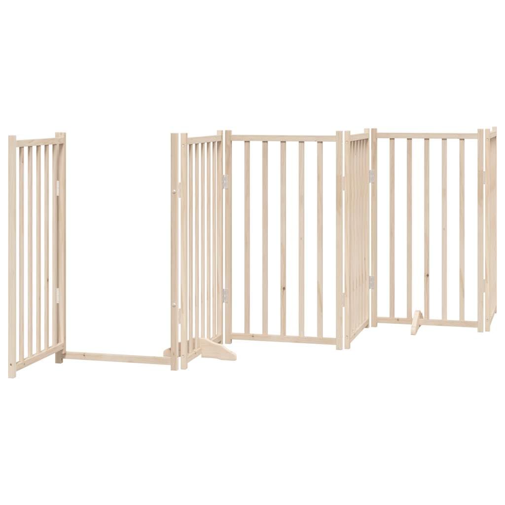 Homgoday Barrera para Perros,Puerta para Perros Plegable 6 Paneles Madera de álamo 300 cm Barrera de Seguridad para Perros Mascotas,para Escaleras y Puertas