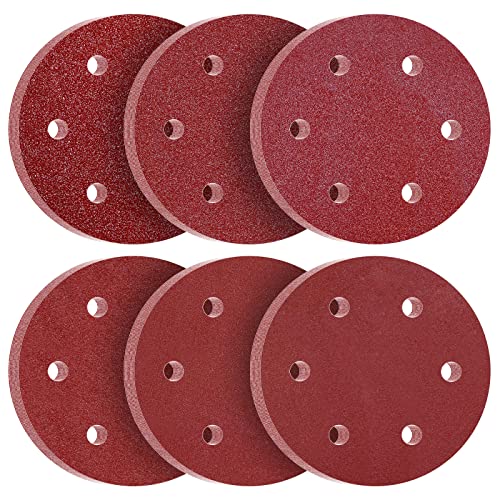 KONGMING 60 Piezas Disco de Lija 225 mm Grano 40-240 6 Agujeros