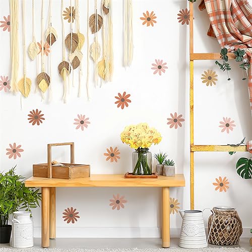 60 adhesivos vinilos para pared con flores amarillas miniatura 2