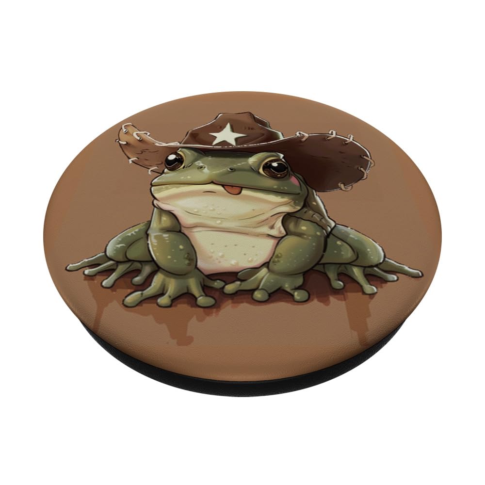 Cute Frog With Cowboy Hat PopSocket - Cottagecore Aesthetic Phone Grip