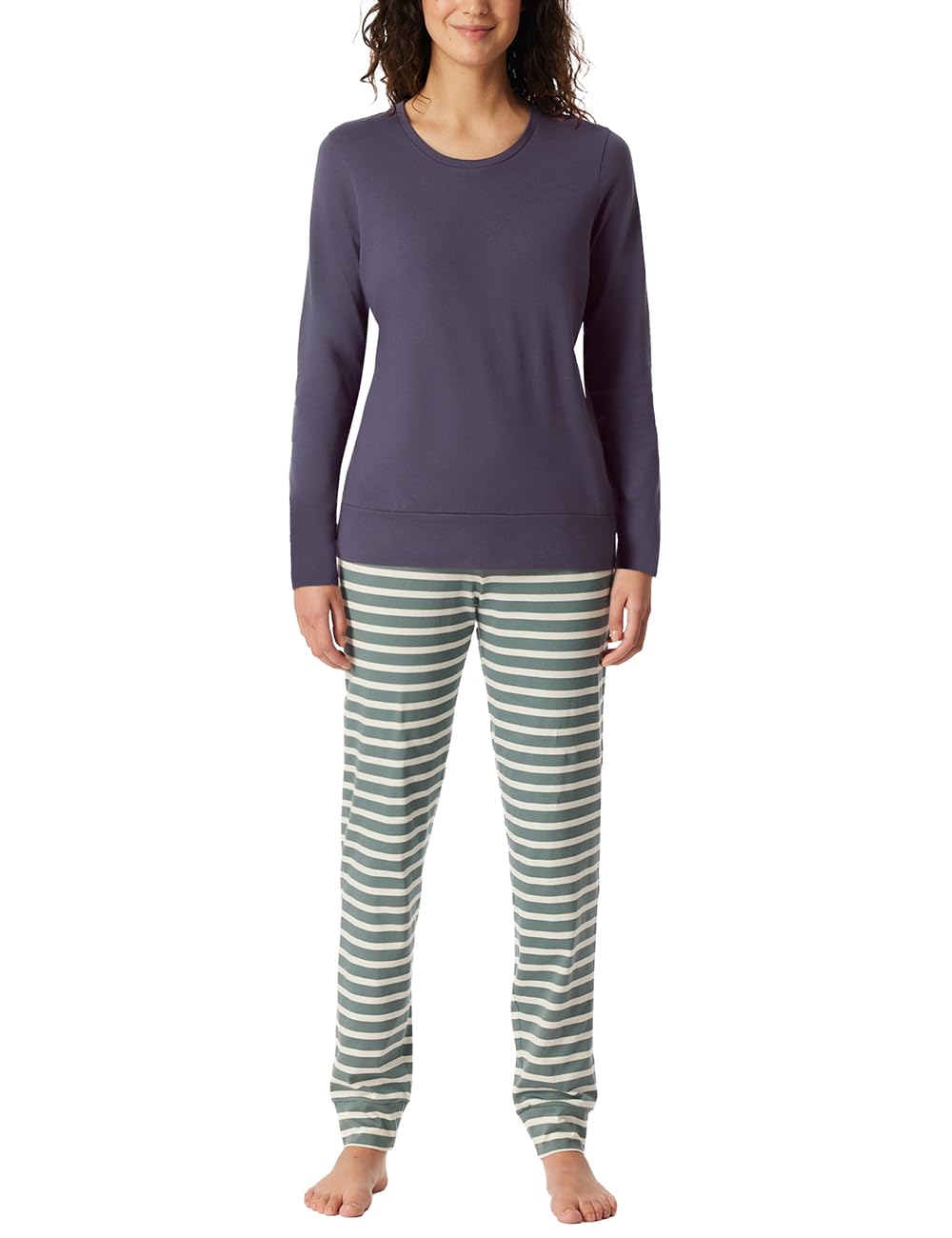 Schiesser Damen Schlafanzug lang mit Bündchen Baumwolle - Nightwear