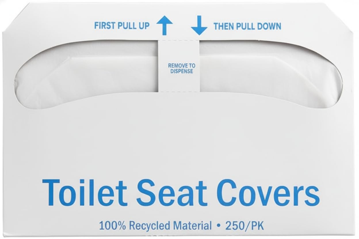 Half Fold Paper Toilet Seat Covers by Glownary – Paper, White, Model 500tscover