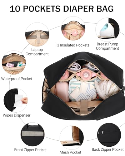 Sac à langer matelassé chic avec grand compartiment PC - 4