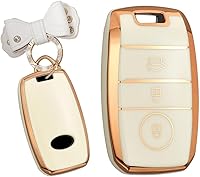Vista 1 de Funda de TPU suave para llaves compatible con Kia K3 K5 Cerato Llavero Llavero Llavero Protector de llave 3 botones Blanco