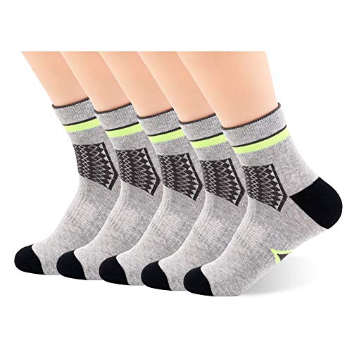 Copper Infused Ankle Socks for Men Moisture Wicking Low Cut Socks (Gray/Yellow-5 Pairs)