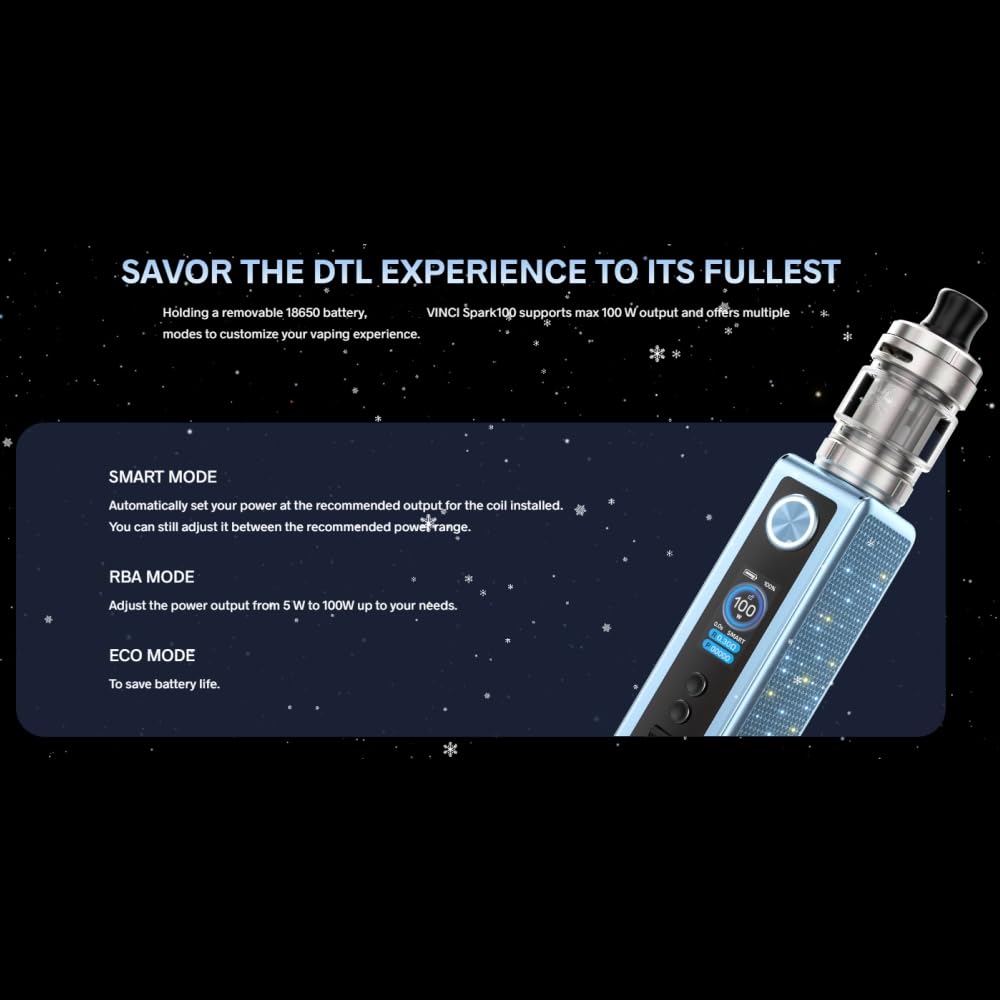 For VOOPOO Vinci Spark100 Kit 100 W Mod Vape (Argent) 4,5 ML Atomiseur  Uforce X