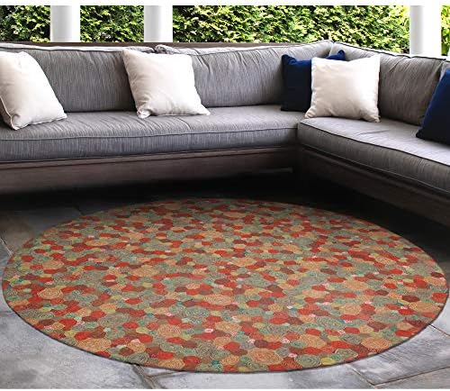 Liora Manne Visions III Contemporary Giant Swirls Indoor/Outdoor Rug, 8' Round, Red