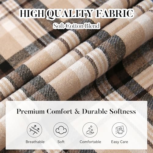 Image of WARHORSEE Flannel Shirt for Men Long Sleeve Button Down Plaid Shirts | Soft Cotton Blend for Multi-season Wear, Lightweight yet Warm, Dual buttoned storage pockets, Machine Washable Easy Care