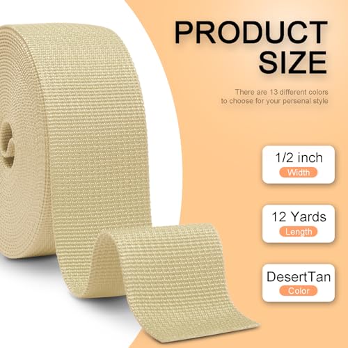 Image of CooBigo 12 Yards Webbing 1 inch & 1.5 inch & 2 inch Polypropylene Webbing Strap 1 Inch 1.5 Inch 2 Inch Wide Webbing Strapping for Bags /Lawn Chair /Pool Solar Cover DIY Crafting