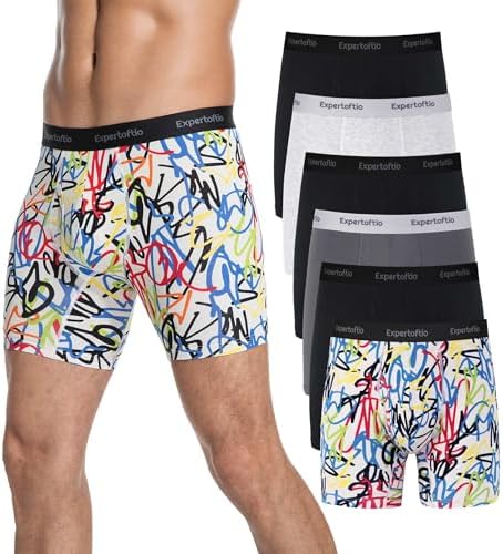 Men's Long Leg Boxer Briefs Cotton Underwear Pack, Athletic, Breathable, Fly, Sports, Moisture Wicking